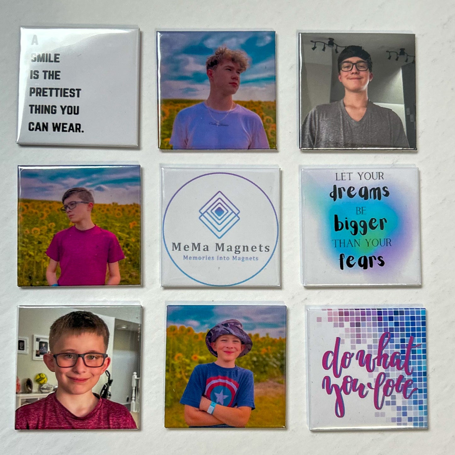 9 Custom Square Photo Magnets